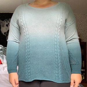 Ombré Light to Dark Blue/Green Knit Sweater
